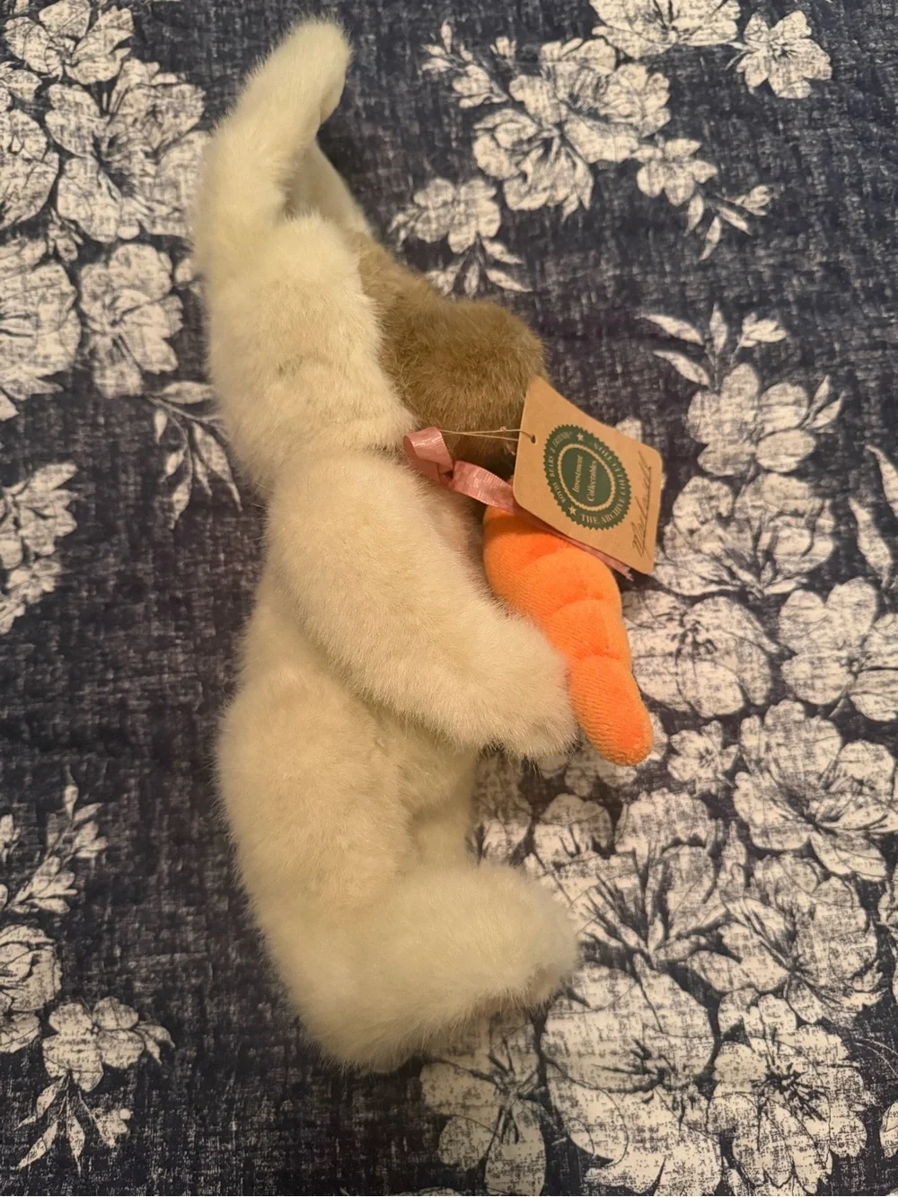 Boyds Bears Cream Plush Bunny Holding Bright Orange Carrot